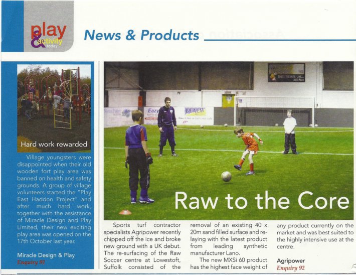 Agripower's Raw Soccer project mentioned in The Landscaper